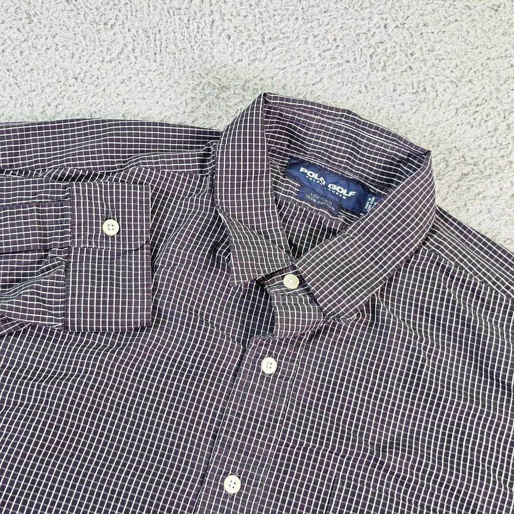 Polo Golf Ralph Lauren Shirt Mens Large Black Check Lofting Long Sleeve Business